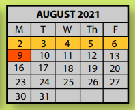 District School Academic Calendar for Crosswind Elementary for August 2021