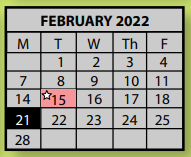 District School Academic Calendar for Mount Pisgah Middle School for February 2022