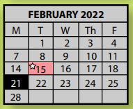 District School Academic Calendar for Schilling Farms Middle School for February 2022