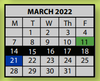 District School Academic Calendar for Elmore Park Middle School for March 2022