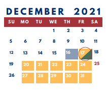 District School Academic Calendar for Thompson Middle School for December 2021