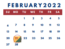 District School Academic Calendar for Wilsonville Elementary School for February 2022
