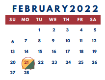 District School Academic Calendar for Thompson Middle School for February 2022