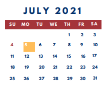 District School Academic Calendar for Calera Elementary School for July 2021