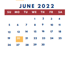 District School Academic Calendar for Painted Stone Elementary for June 2022