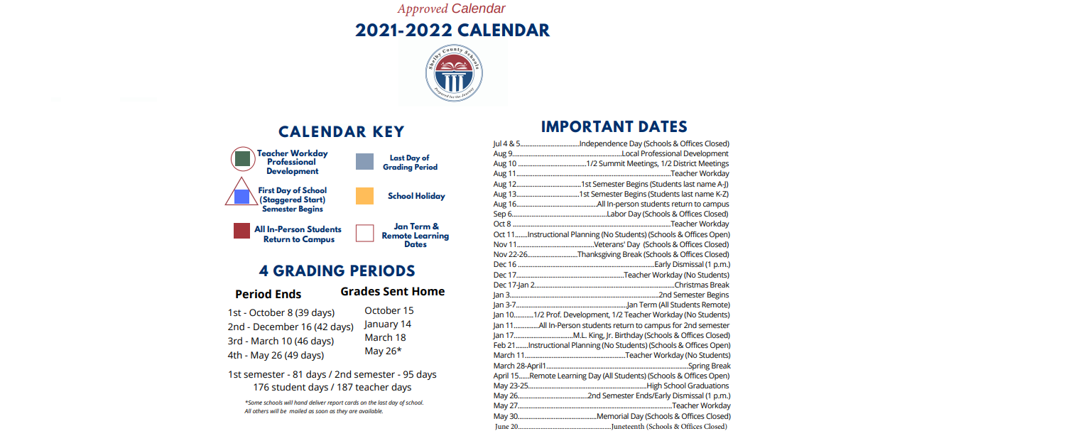 District School Academic Calendar Key for Painted Stone Elementary