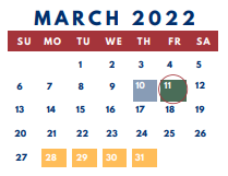 District School Academic Calendar for Oak Mountain High School for March 2022