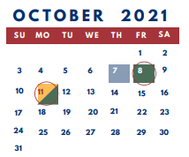 District School Academic Calendar for Thompson High School for October 2021