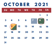 District School Academic Calendar for Calera High School for October 2021