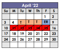 District School Academic Calendar for Shelbyville School for April 2022