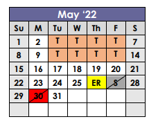 District School Academic Calendar for Shelbyville School for May 2022