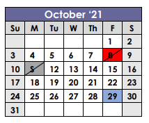 District School Academic Calendar for Shelbyville School for October 2021
