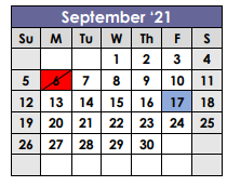 District School Academic Calendar for Shelbyville School for September 2021