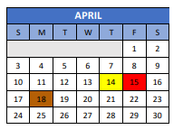 District School Academic Calendar for Shepherd High School for April 2022