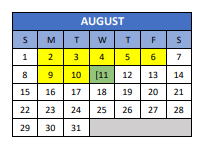 District School Academic Calendar for Shepherd Primary for August 2021