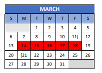 District School Academic Calendar for Shepherd High School for March 2022