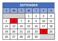 District School Academic Calendar for Shepherd Primary for September 2021