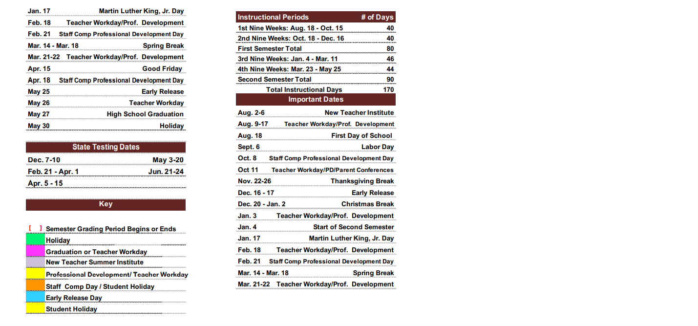 Sherman High School - School District Instructional Calendar - Sherman Isd - 2021-2022