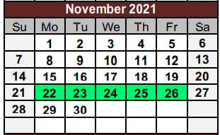 District School Academic Calendar for Perrin Elementary for November 2021