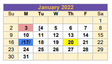 District School Academic Calendar for Shiner High School for January 2022