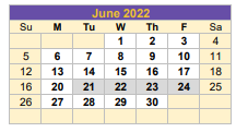 District School Academic Calendar for Shiner High School for June 2022