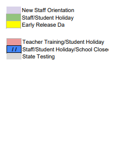 District School Academic Calendar Legend for Shiner High School