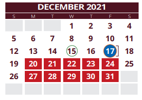 District School Academic Calendar for Read-turrentine El for December 2021
