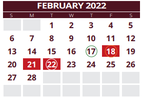 District School Academic Calendar for Laura Reeves El for February 2022