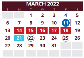 District School Academic Calendar for Silsbee H S for March 2022