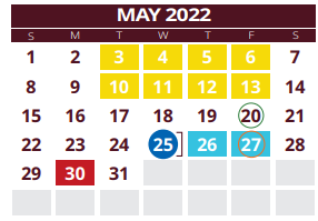 District School Academic Calendar for Hardin Co Alter Ed for May 2022