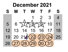 District School Academic Calendar for Welder Elementary for December 2021