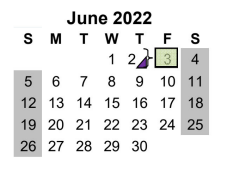 District School Academic Calendar for Juvenile Detention Ctr for June 2022