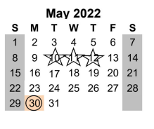 District School Academic Calendar for Welder Elementary for May 2022