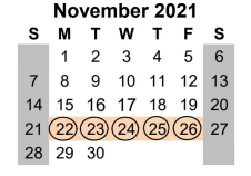 District School Academic Calendar for Welder Elementary for November 2021