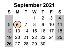 District School Academic Calendar for Sinton Elementary for September 2021