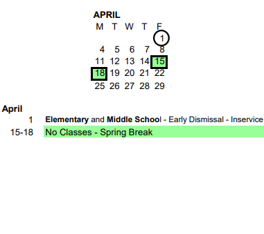 District School Academic Calendar for Challenge Center - 51 for April 2022