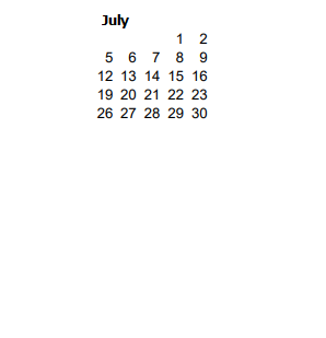District School Academic Calendar for Birth To Three Program - 33 for July 2021