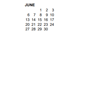 District School Academic Calendar for Harvey Dunn Elem - 54 for June 2022