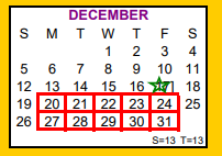 District School Academic Calendar for Skidmore-tynan Junior High for December 2021