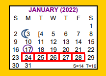 District School Academic Calendar for Skidmore-tynan Junior High for January 2022