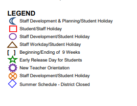 District School Academic Calendar Legend for Skidmore-tynan Elementary