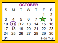 District School Academic Calendar for Skidmore-tynan Junior High for October 2021