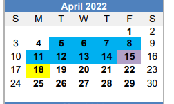 District School Academic Calendar for West Ward Elementary for April 2022