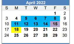 District School Academic Calendar for Lubbock Co J J A E P for April 2022