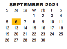 District School Academic Calendar for Brown Primary for September 2021