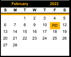 District School Academic Calendar for East El for February 2022