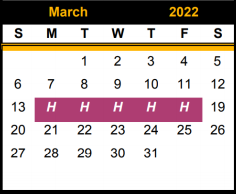 District School Academic Calendar for Snyder H S for March 2022