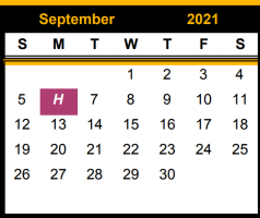 District School Academic Calendar for East El for September 2021