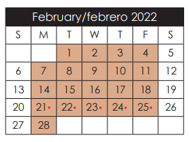 District School Academic Calendar for Benito Martinez Elementary for February 2022