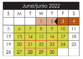 District School Academic Calendar for Capt Walter E Clarke Middle for June 2022